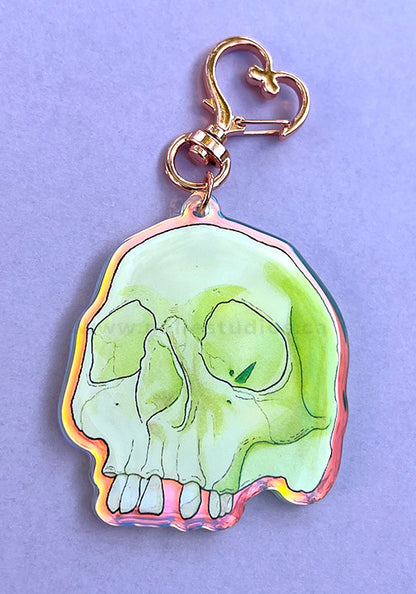 Green Skull Acrylic Keychain