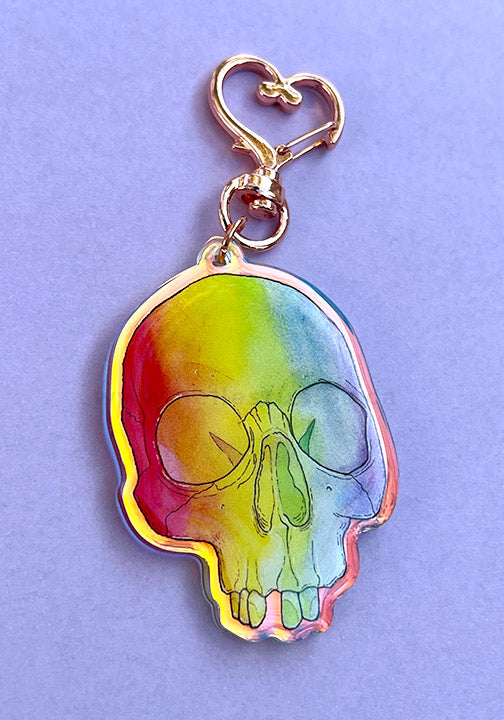 Rainbow Skull Acrylic Keychain