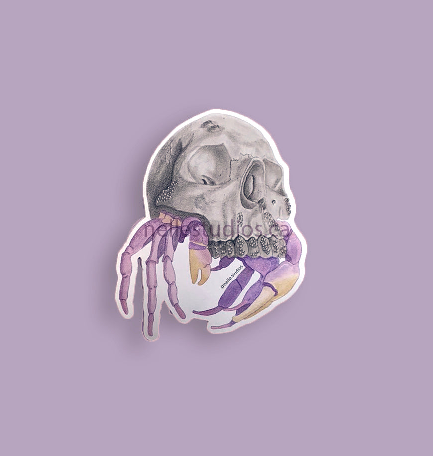 Crab Skull Matte Mirror Sticker