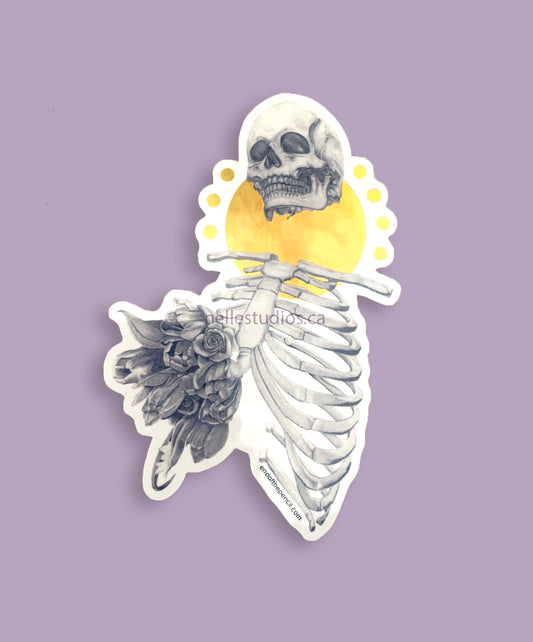Floral Skeleton Holographic Sticker